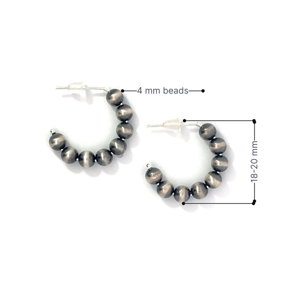 Small Sterling Silver Navajo Pearl Style Hoop Earrings for Women Beaded Western Jewelry Handmade in the USA - Image 8