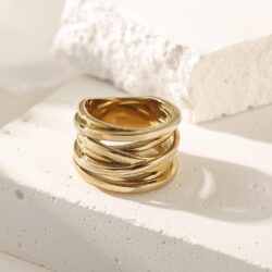 Knot Cross Ring Enhancers for Women Statement Funky Trendy Love Fashion Engagement Ring Stainless Steel Silver Gold Rose Gold Plated Friendship Ring - Image 2