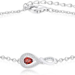 Infinity Birthstone Bracelet for Women Platinum Plated Silver Charm Bracelet Gift for Her Infinity Created Gemstone Love Bracelet with Birthstones