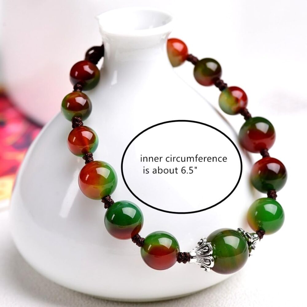 Beautiful Handmade Peacock Agate Beads Bracelet for Protection, Strength and Harmony - Image 5