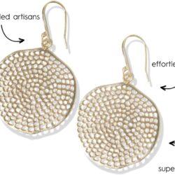 INK+ALLOY Boho Earrings for Women, Gold Disc Drop Earrings, Gretchen Brass Metal Large Statement Trendy Summer Earrings, Hypoallergenic Handmade Jewelry for the Modern Bohemian, 2.5-Inch - Image 6