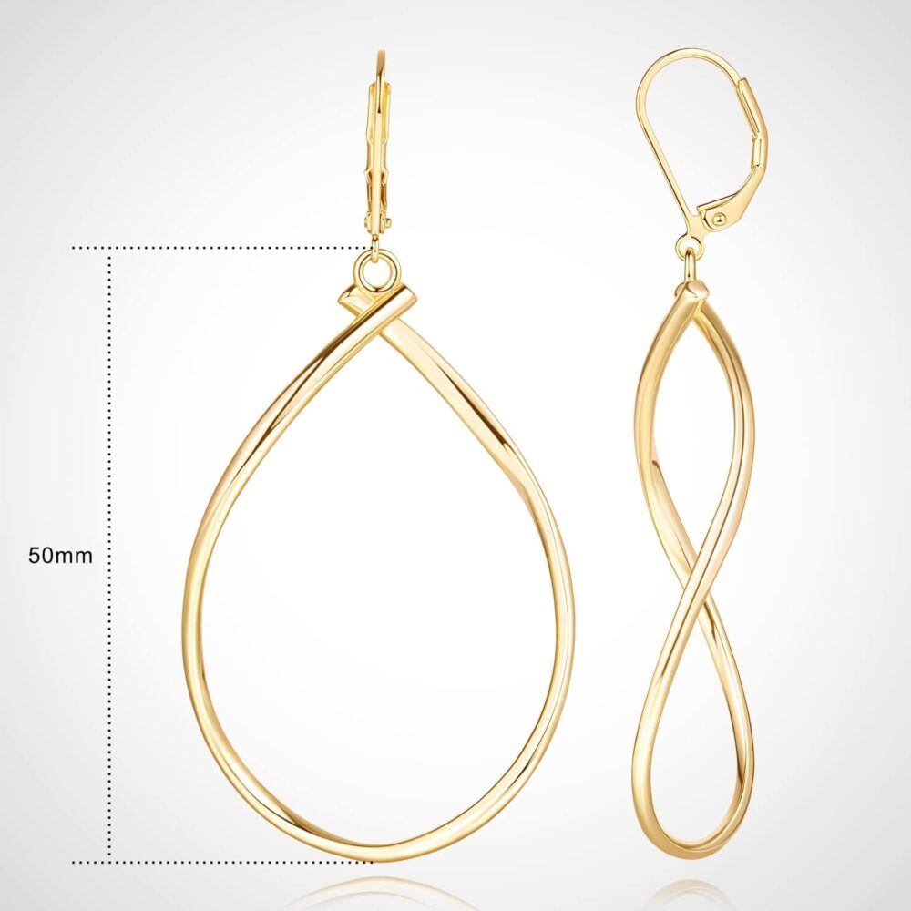 Degerde Large 14K Gold Hoop Earrings for Women Trendy, Dainty Gold Hoop Earrings Hoops, Gold Dangle Drop Earrings 14K Gold Earrings, Twisted & Infinity Big Gold Earrings, Dangling Gold Earrings for Women 40mm,50mm - Image 2