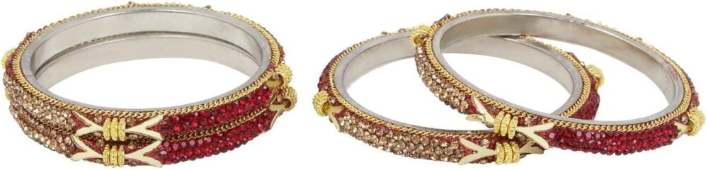 Efulgenz Indian Bangle Set Bollywood Style Rhinestone Crystal Bracelet Jewelry Set for Women Girls - Image 3