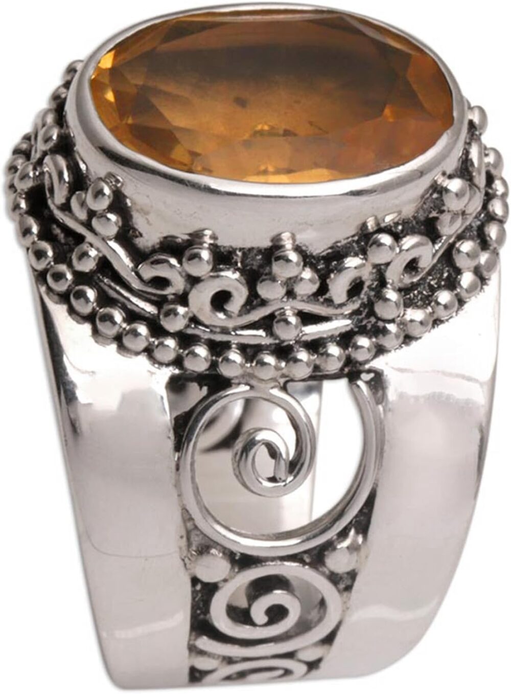 NOVICA Artisan Handmade Citrine Single Stone Ring .925 Sterling Silver from Bali Cocktail Indonesia Gemstone Birthstone 'Glorious Vines' - Image 4