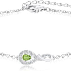 Infinity Birthstone Bracelet for Women Platinum Plated Silver Charm Bracelet Gift for Her Infinity Created Gemstone Love Bracelet with Birthstones