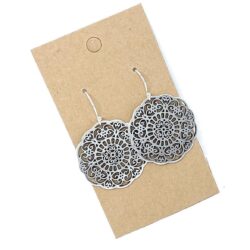 Filigree Floral Medallion on Sterling Silver Dangle Earrings Women Handmade Sundance Dreams Designs Boho - Image 3