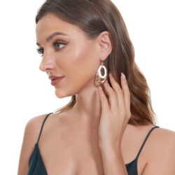 ESLALA Two-tone Irregular Oval Earrings for Women Bohemian Boho Dangle Statement Jewelry - Image 5