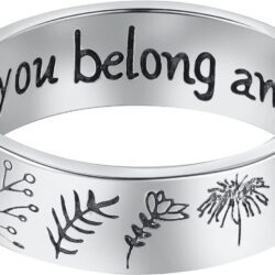 Wildflowers Rings,LOVECOM 925 Sterling Silver Floral Rings for Women Girls Bohemian Delicate You Belong Among the Wildflowers Ring Floral Daisy Ring Summer Spring Flower Finger Wedding Bands Jewelry Gifts for Her
