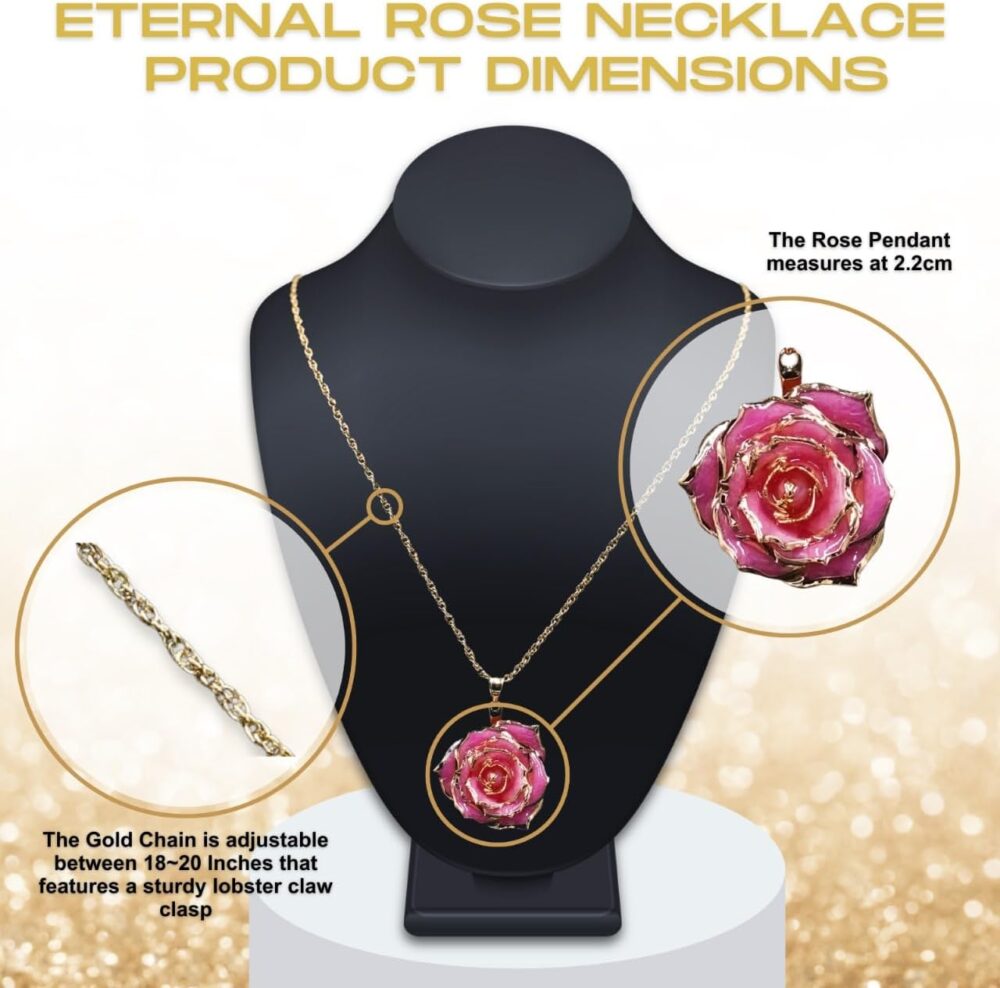 Eternal Necklace 24k Gold Dipped Forever Rose Necklace - Image 4