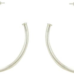 Everybody's Favorite Large 2.5 Inch Tubular Lightweight Statement Hoop Earrings in Brush Silver Plated - Image 3