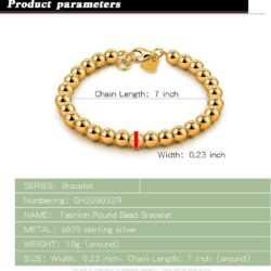 Women 925 Sterling Silver Round Bead Bracelet Minimalist 4-6MM 13-21CM Bell and Heart Pendant Prayer Beads Link Chain Bracelet Men Girl Teens Charm Jewelry Gift - Image 3