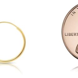 14k Yellow Gold Round Endless Hoop Earrings - 10-20mm… - Image 4