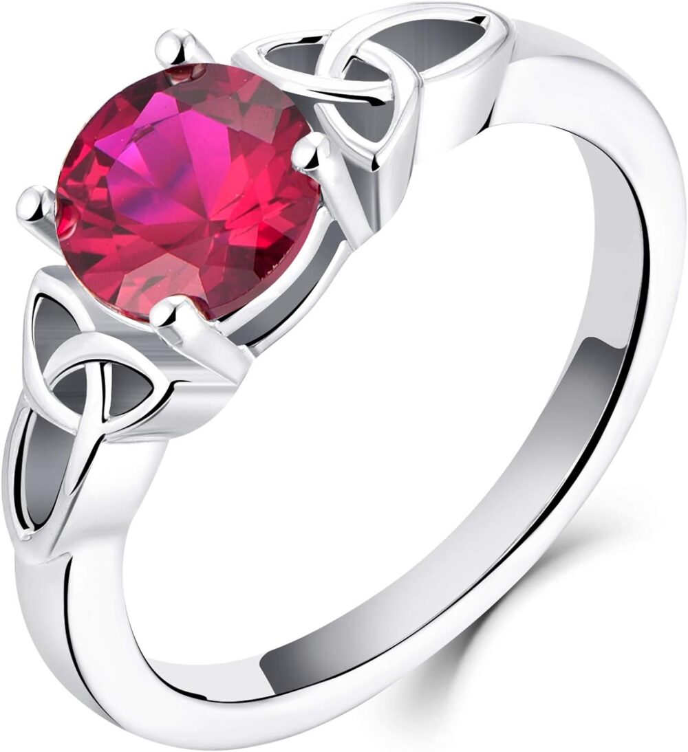 YL Celtic Knot Rings for Women 925 Sterling Silver Birthstones 18k White Gold Plated Statement Rings