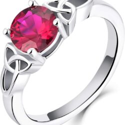 YL Celtic Knot Rings for Women 925 Sterling Silver Birthstones 18k White Gold Plated Statement Rings