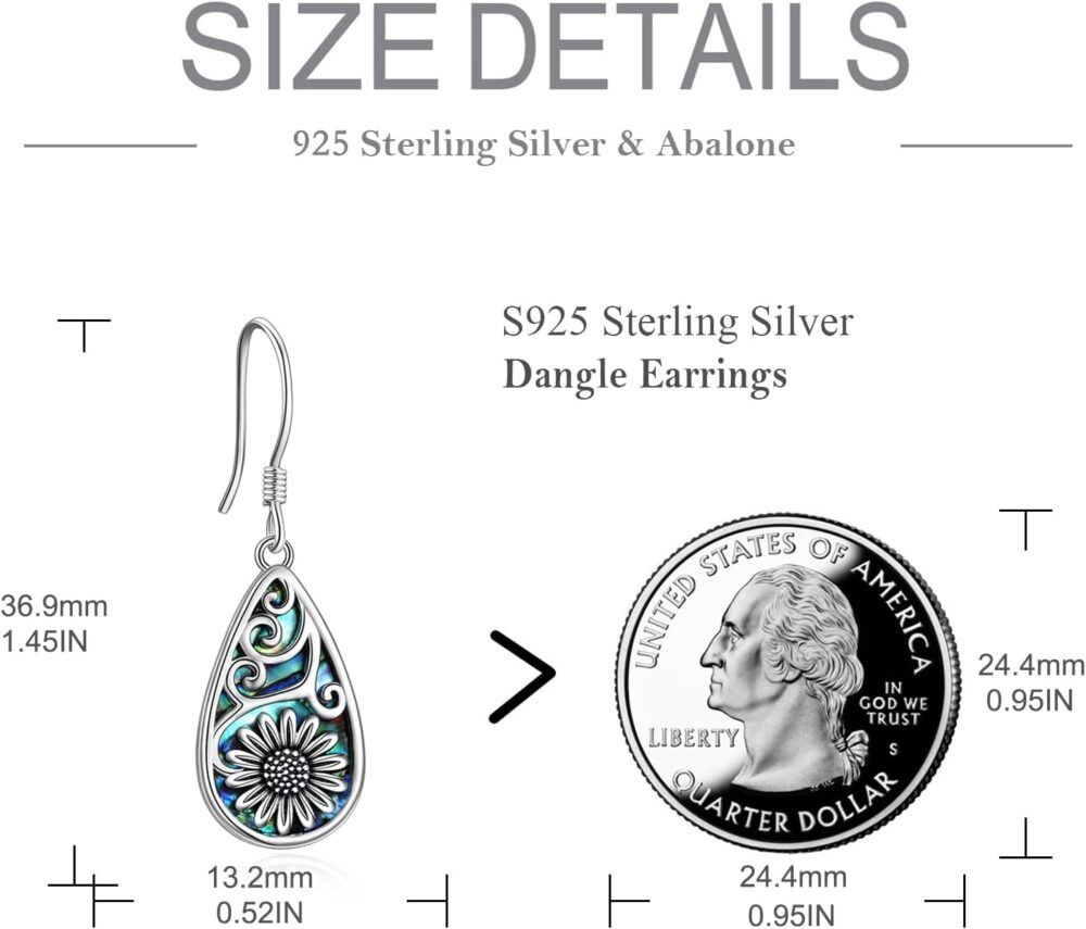 925 Sterling Silver Life Tree Dangle Earrings for Women Girls - Fashion Abalone Shell Jewelry, Birthday Gifts for Mom - Image 4