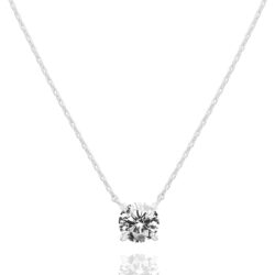 PAVOI 14K Gold Plated Crystal Solitaire 1.5 Carat (7.3mm) CZ Dainty Choker Necklace | Gold Necklaces for Women