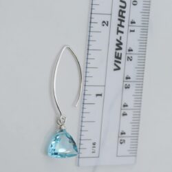 Handmade Dangle Earrings for Women - Aquamarine Blue Quartz Sterling Silver Earrings in Gift Box - Sparkly Blue Quartz Trillion - Lightweight Dangling Earrings - Trendy Long Dangly Drop Earrings - Image 9