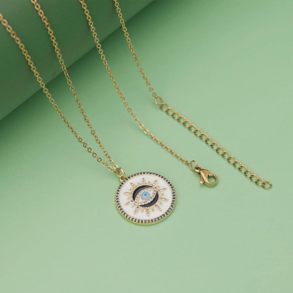 Evil Eye Necklace Gold Protection Jewelry for Women, Ojo Turco Pendant Luck Amulet, Third Eye Necklace Birthday Gift for Her - Image 5