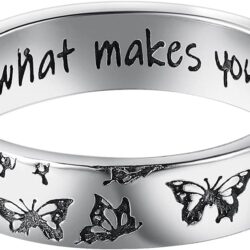 Butterfly Rings,LOVECOM 925 Sterling Silver Various Flying Butterflies Rings for Women Girls Bohemian Delicate Do What Makes Your Soul Shine Letters Ring Cute Insect Wedding Bands Jewelry Gifts for Her