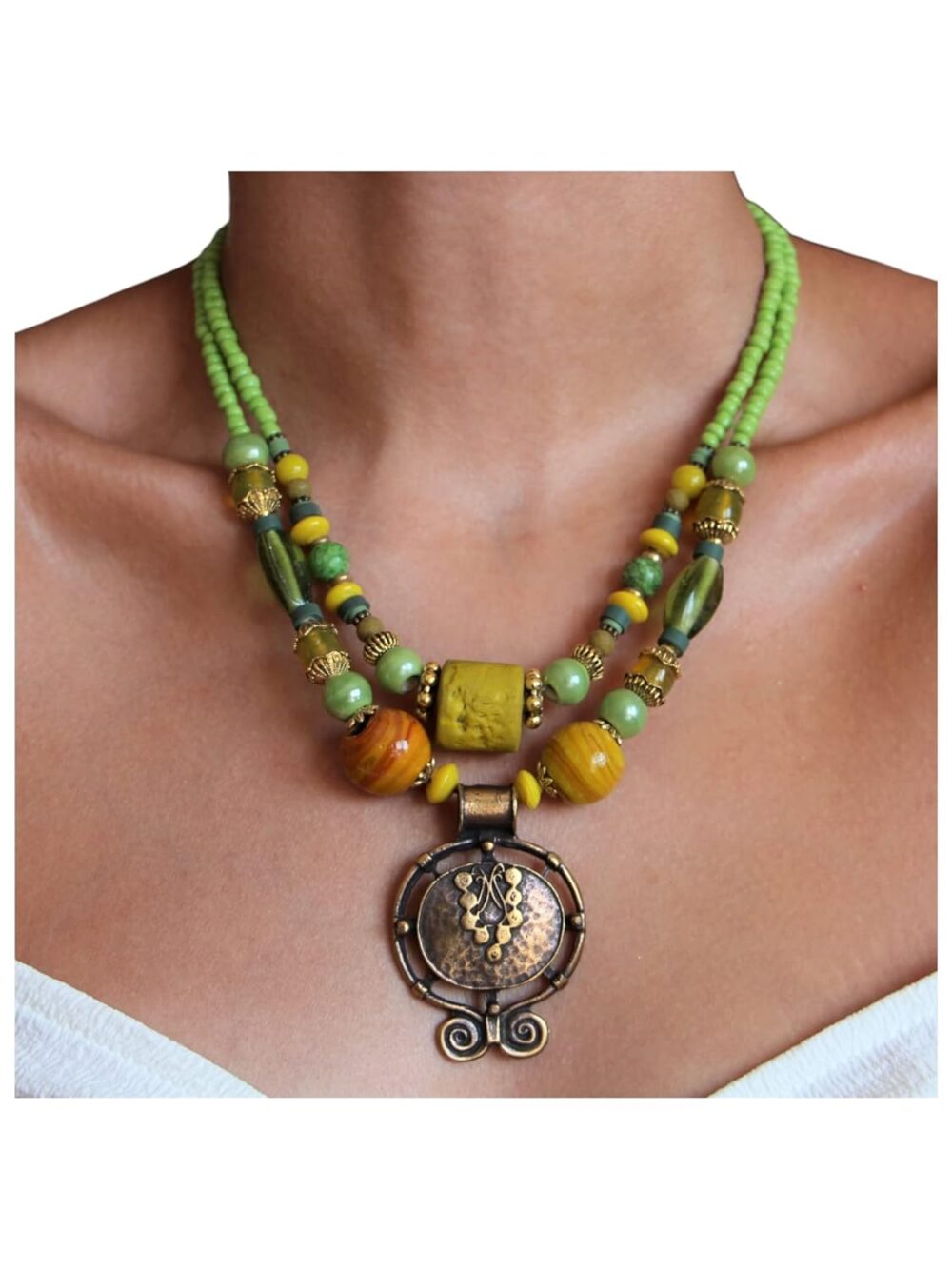 Boho statement necklace for women Ethnic gypsy chunky necklace for ladies Tribal Tibetan Bohemian jewelry