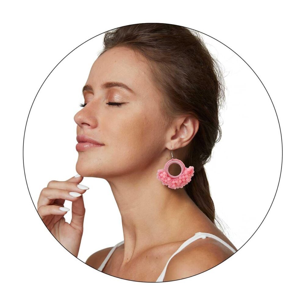 Boho Beaded Tassel Earrings - Handmade Statement Seed Bead Earrings, Bohemian Trendy Western Large Earrings, Mexican Cute Pink Drop Earrings for Women Girls