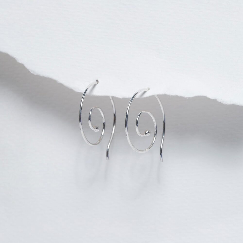 Boma Jewelry Sterling Silver Spiral Pull Through Hoop Earrings - Image 3