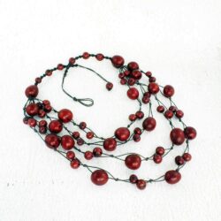 Red Multistrand Statement Necklace for Women with Acai and Macrame | Fair Trade Eco Friendly Artisan Jewelry - Image 4
