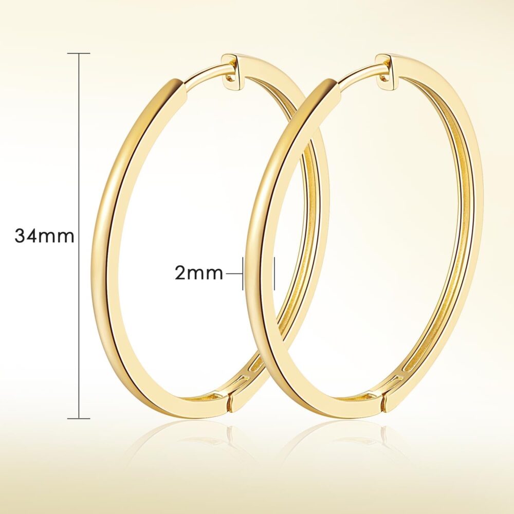 Hoop Earrings 14K Gold Hoop Earrings for Women Large Gold Huggie Hoop Earrings Minimalist 14K Gold Earrings Jewelry 34mm*2mm - Image 4