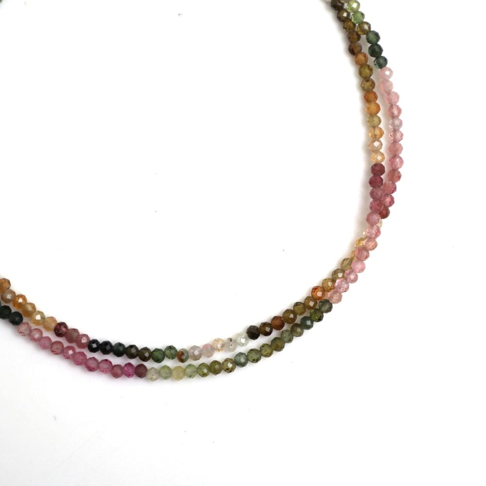 Gempires Mother's Day Gift Watermelon Tourmaline Beaded Choker Necklace for Women, Tourmaline Necklace, Crystal Choker Necklace, Silver Plated Chain, Gemstone Jewelry 18 inch - Image 3