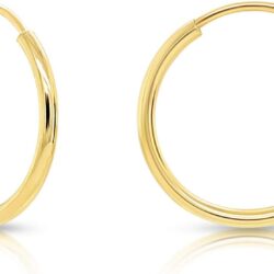 14k Yellow Gold Round Endless Hoop Earrings - 10-20mm…