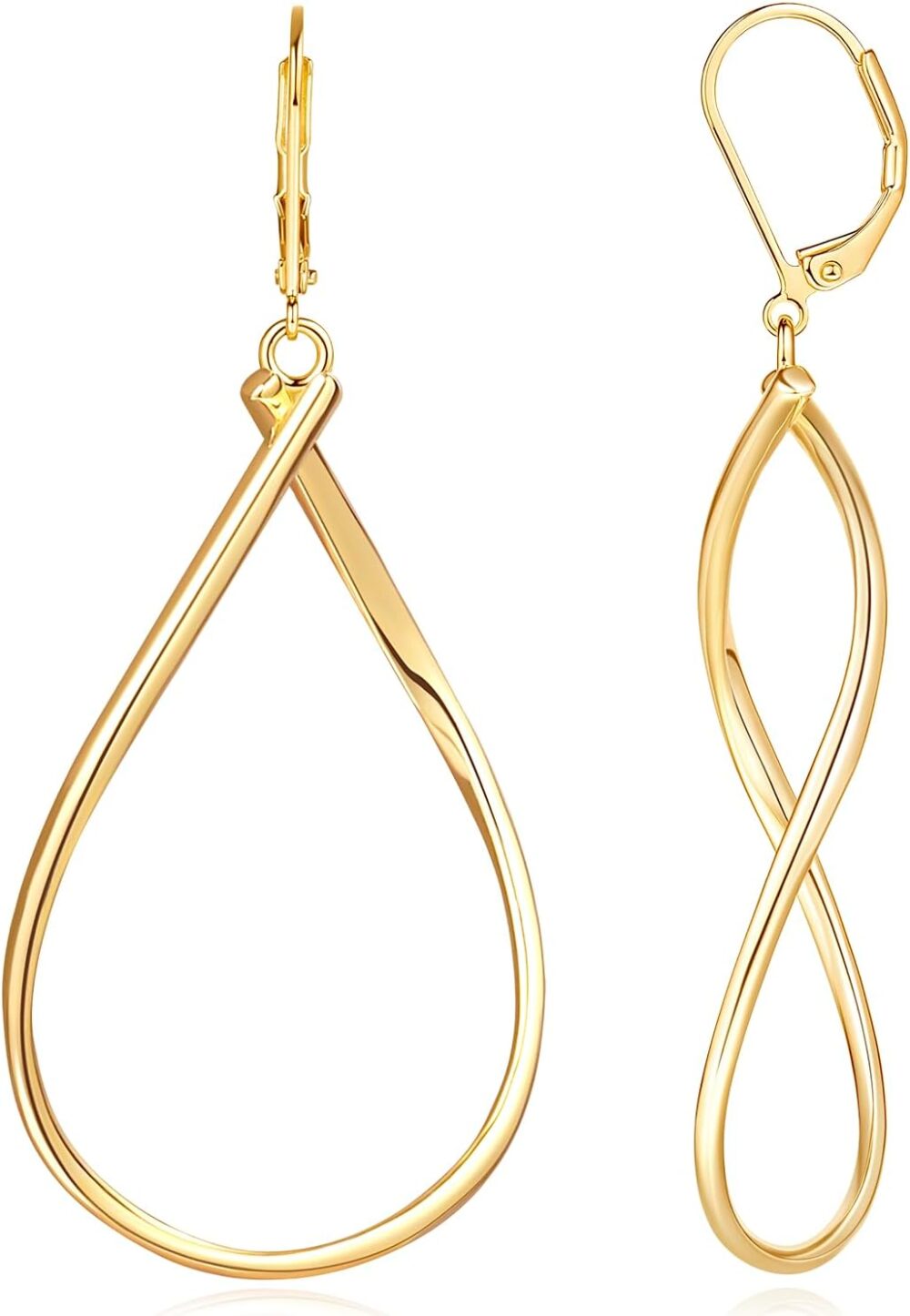 Degerde Large 14K Gold Hoop Earrings for Women Trendy, Dainty Gold Hoop Earrings Hoops, Gold Dangle Drop Earrings 14K Gold Earrings, Twisted & Infinity Big Gold Earrings, Dangling Gold Earrings for Women 40mm,50mm