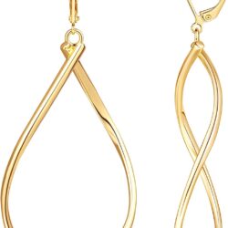 Degerde Large 14K Gold Hoop Earrings for Women Trendy, Dainty Gold Hoop Earrings Hoops, Gold Dangle Drop Earrings 14K Gold Earrings, Twisted & Infinity Big Gold Earrings, Dangling Gold Earrings for Women 40mm,50mm