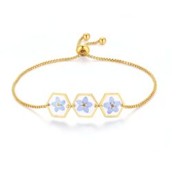 Forget-Me-Not Pressed Wildflower Bracelet | Personalized Handmade Bracelet | Real Wildflowers Bracelet | Alaska State Flower Bracelet | Gold Pressed Flower Bracelet | Gift For Her