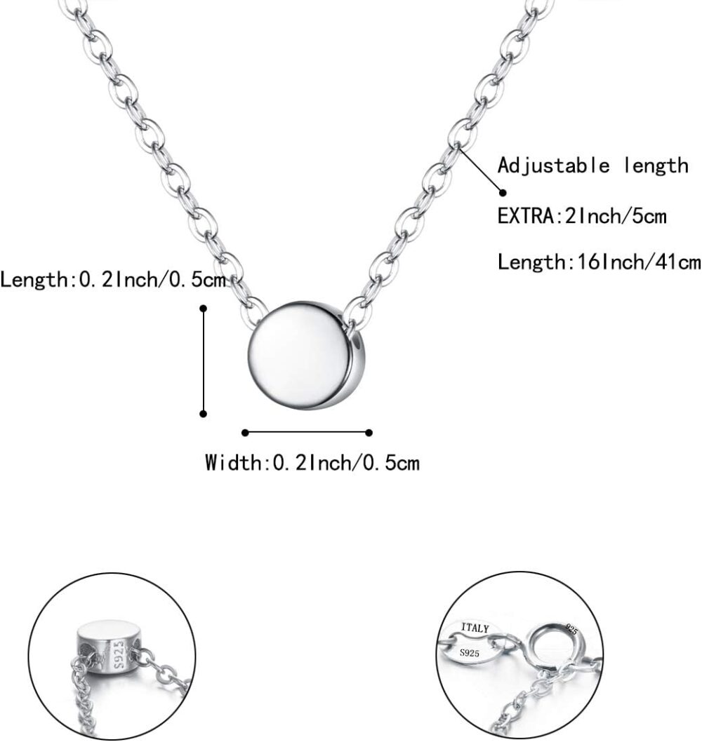 BriLove Gifts for Mom Women's 925 Sterling Silver Dainty Tiny Dot Necklace Round Circle Pendant Choker Necklacefor Mothers Day/Valentines Day/Birthday/Christmas/Anniversary - Image 5