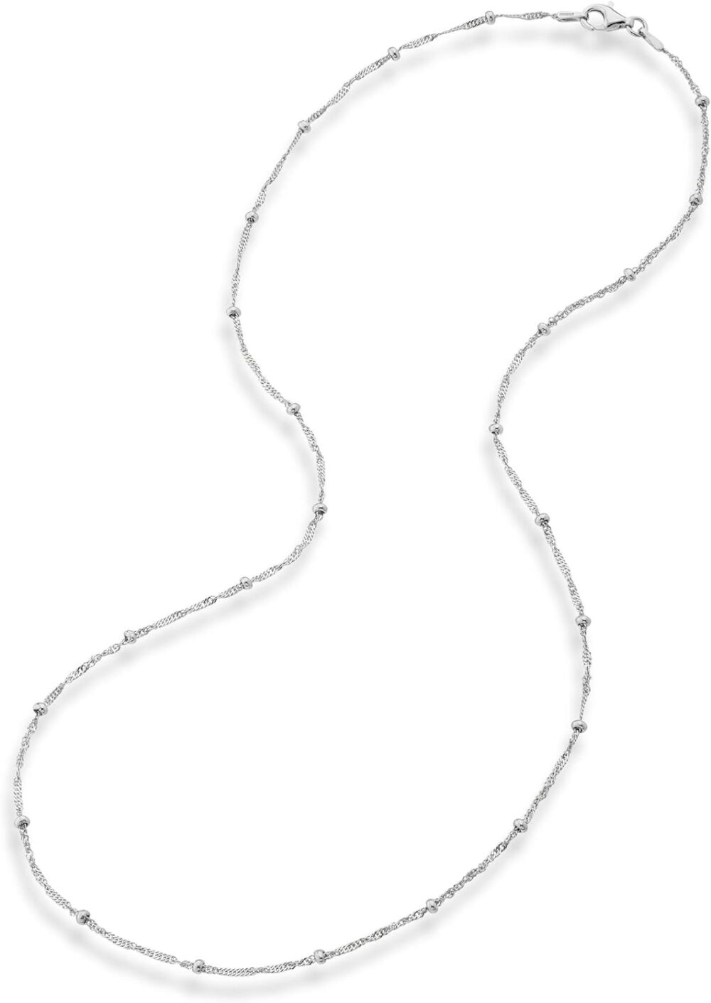 Miabella 925 Sterling Silver Figaro, Beaded Singapore, Sparkle, Cuban Link Chain, Adjustable Choker Necklace for Women Made in Italy - Image 2