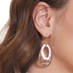 ESLALA Two-tone Irregular Oval Earrings for Women Bohemian Boho Dangle Statement Jewelry - Image 2