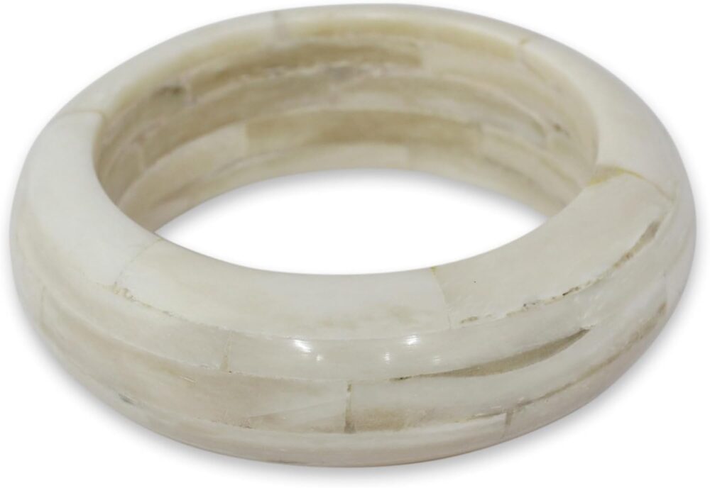 NOVICA Artisan Handmade Bone Bangle Bracelet Indian Jewelry 'Delhi Clouds'