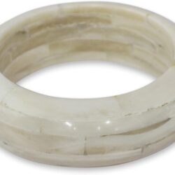 NOVICA Artisan Handmade Bone Bangle Bracelet Indian Jewelry 'Delhi Clouds'