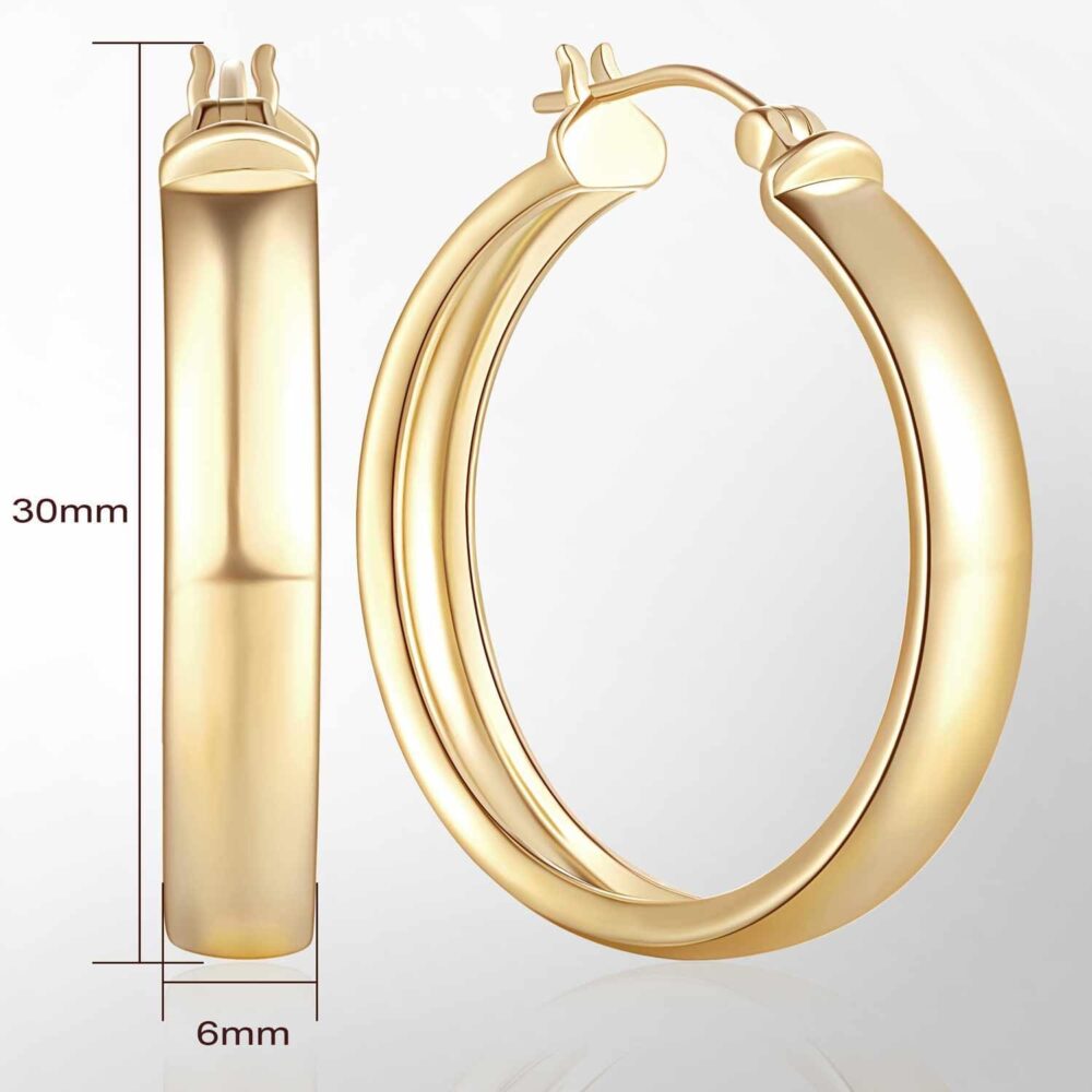 14K Gold Hoop Earrings for Women,Gold Hoops Earrings for Women 14K Gold Earrings Large Hoop Earrings Minimalist Earring Hoops 30mm - Image 2