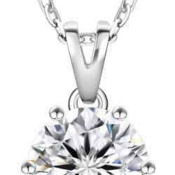 KRKC&CO moissanite pendant for women, Sterling Silver Lab Created Solitaire Diamond Pendant for Her, 4-Prong, GRA Certificate, Gift for Anniversary, Birthday, Wedding - to Wife, Girlfriend, Daughter