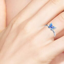CHENGHONG Blue Butterfly Ring 925 Sterling Silver Promise Engagement Wedding Ring for Women Butterflies Jewelry Gifts for Girls - Image 4