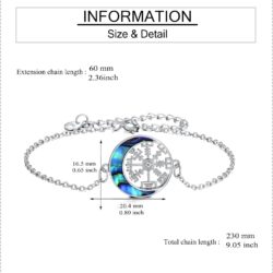 URONE Viking Compass Bracelet Sterling Silver Abalone Shell Crescent Moon Compass Travel Nordic Pagan Jewelry for Women - Image 4