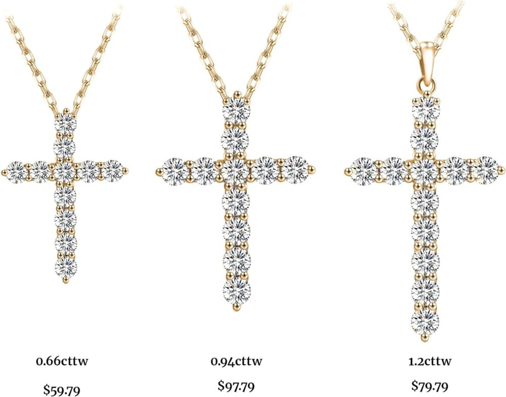 SugarTang Moissanite Cross Necklace for Women, Diamond Cross Necklaces for Men, Sterling Silver or Gold Cross Necklaces for Girls Cross Faith Pendant Necklace for Father's Day (Gold) - Image 5