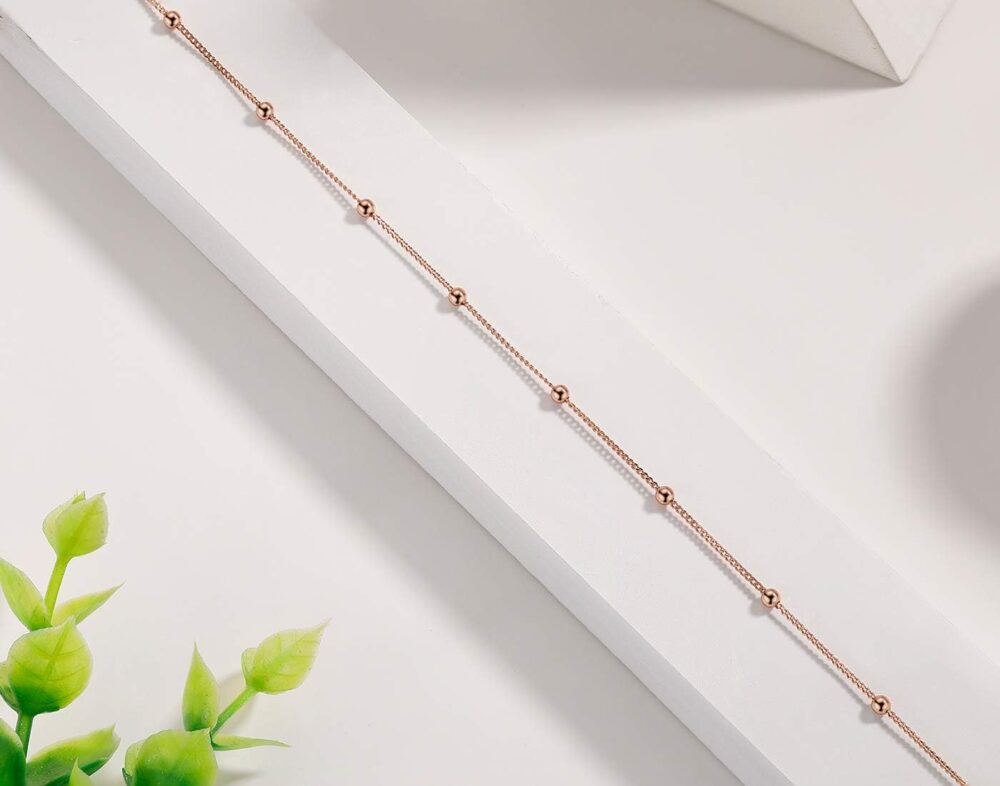 EPIRORA Choker Necklace for Women 925 Sterling Silver Gold Plated Dainty Satellite Bead Chain Pendant Minimalist Jewelry, 16''+2" - Image 4