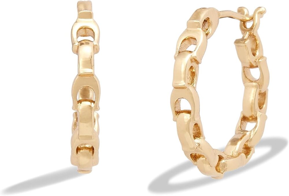 COACH Women's Signature Chain Hoop Earrings