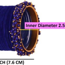 Efulgenz Indian Bangle Set Faux Pearls Beads Plain Velvet Bracelet Bangle Jewelry for Women - Image 3