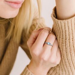Angol Genuine Moonstone Ring Sterling Silver for Women Rainbow Moonstone Thumb Ring Minimalist Statement Band Finger Ring Dainty Trendy with Box - Image 6