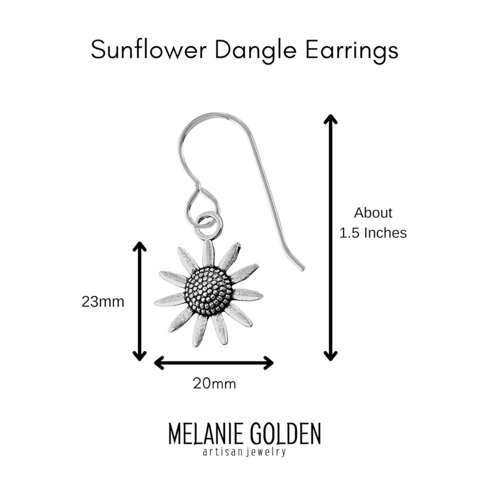 Sunflower Dangle Earrings | Fun Summer Earrings for Women and Girls in Sterling Silver - Image 4