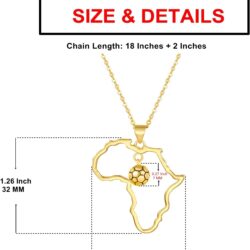 Women's Minimalist Africa Map Pendant Necklace, Trendy Personalized Africa Motherland Continent Outline Necklaces Chain Length 18" Extension Chain 2" ( 18K Gold and Silver Plated both Choice, Jewelry with Gifts Box) - Image 6