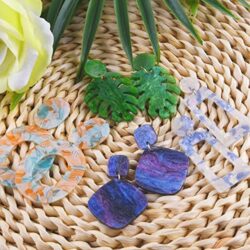 Duufin 24 Pairs Acrylic Earrings Resin Drop Dangle Earring Hoop Statement Earrings Polygonal Bohemian Fashion Jewelry Earrings for Women - Image 10
